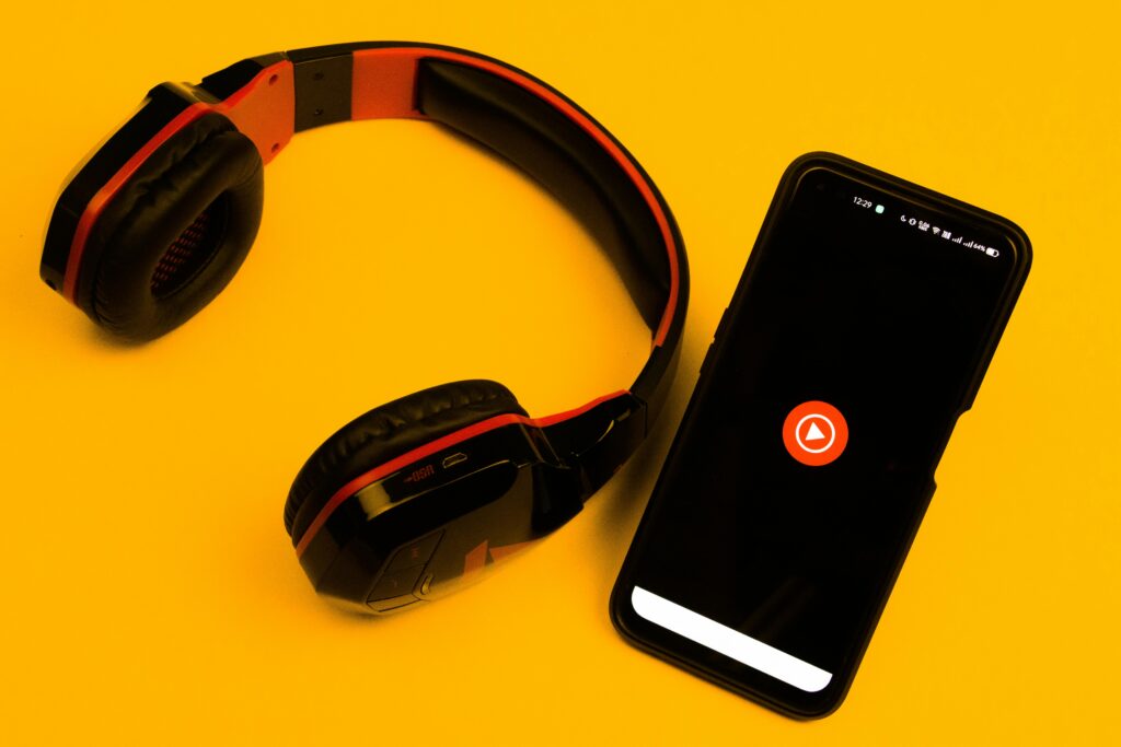 Youtube music app with headphones