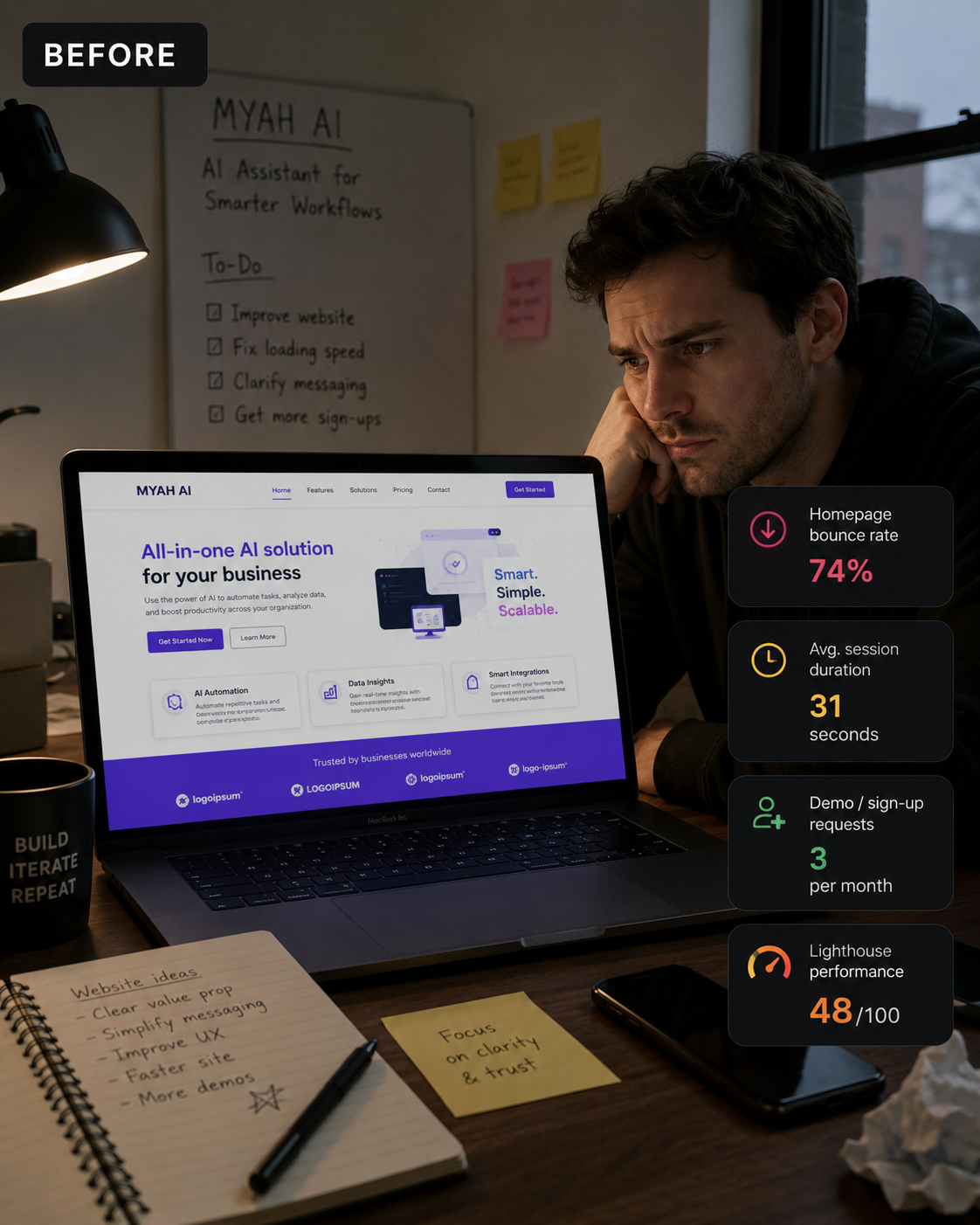 Client website before redesign