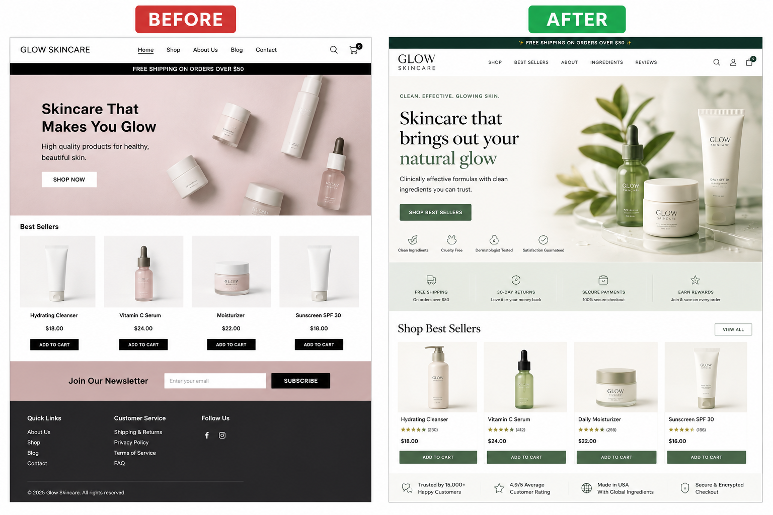 Client 4 before and after